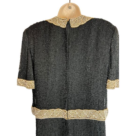 Camille Marie Beaded Silk evening gown L large Formal Black Tie Dinner Banquet - Picture 8 of 12
